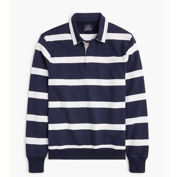 NWT J.Crew Striped Rugby Pullover Sweatshirt Navy White Size XXL - Picture 1 of 6
